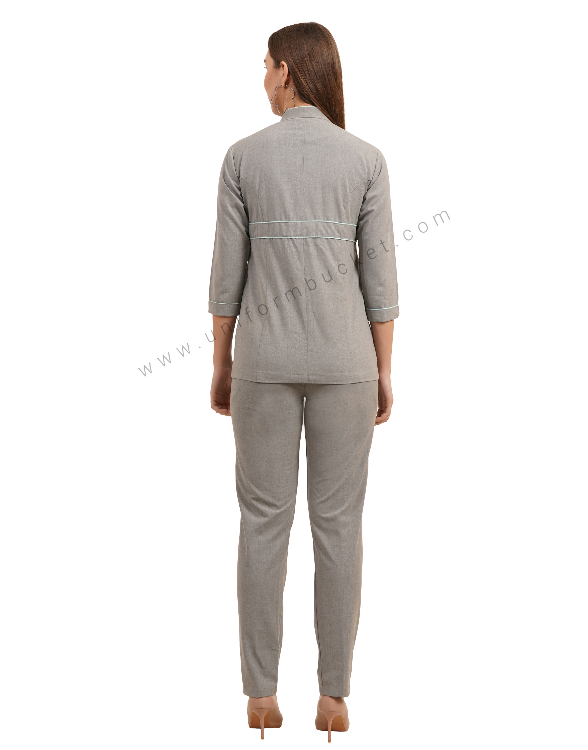 stylish grey top with front back joint  belt