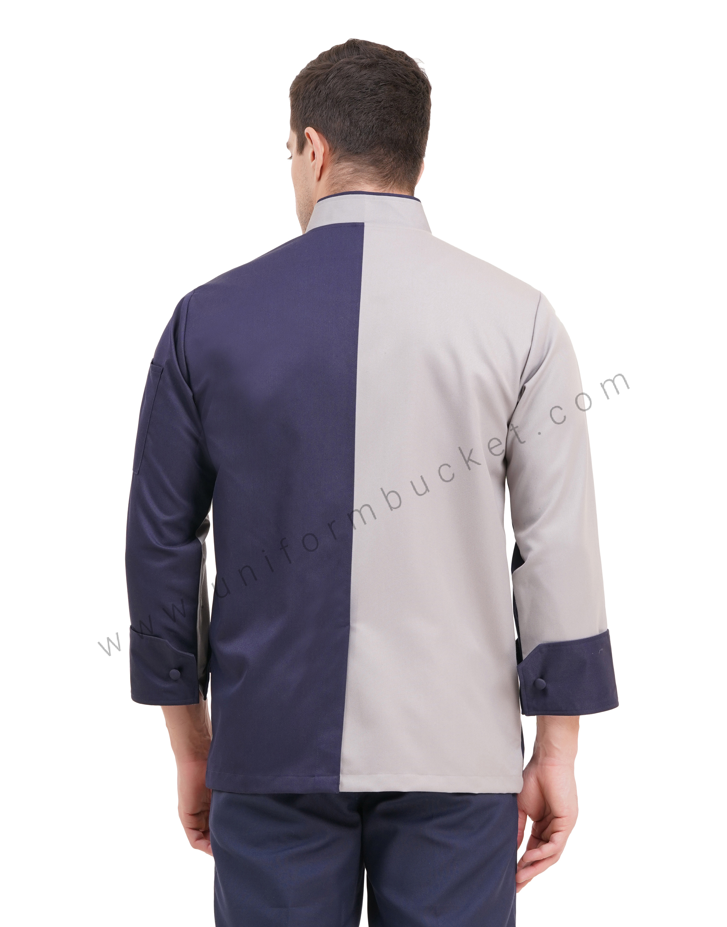 stylish male chef coat with 3/4 sleeve & two color  collar