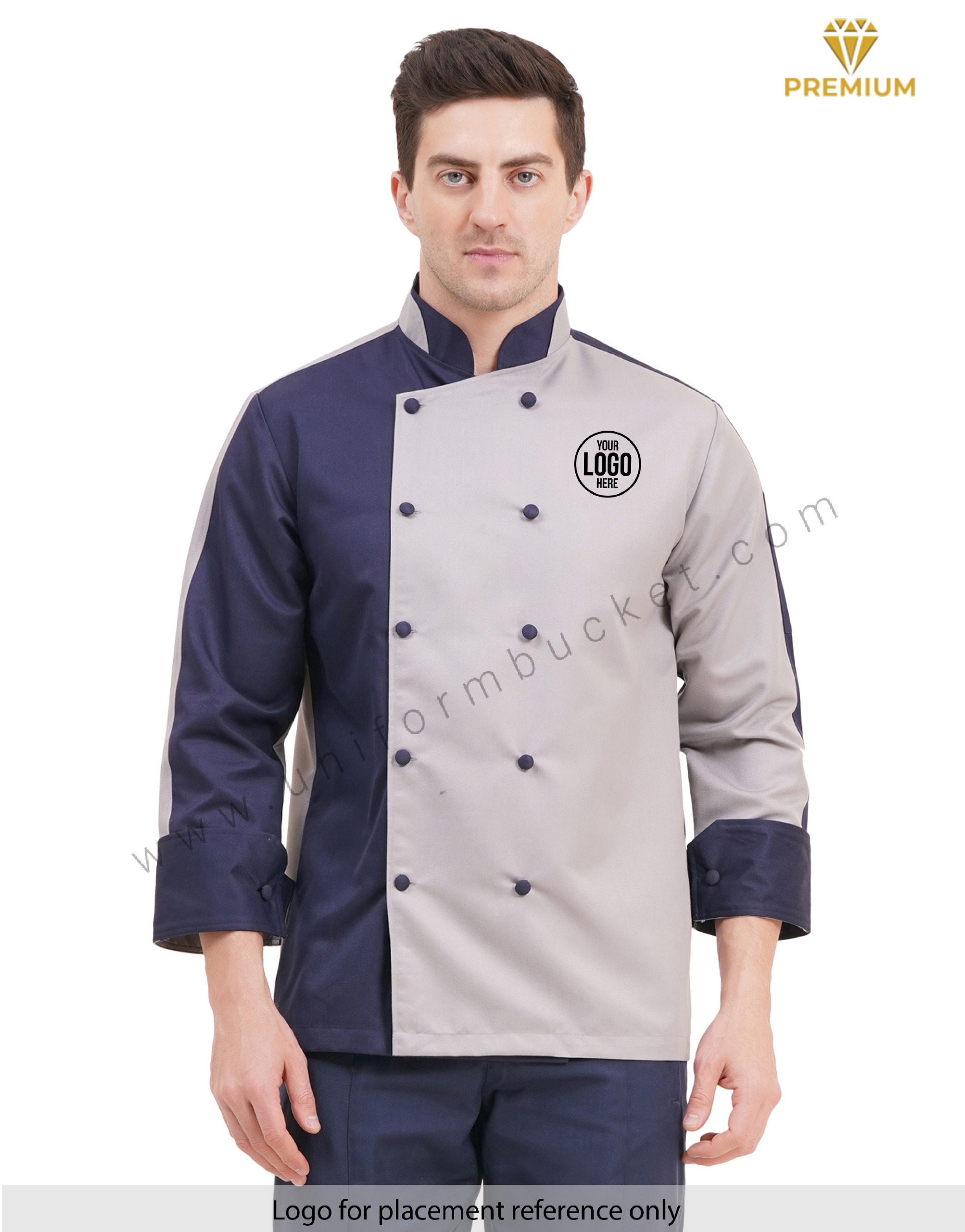 stylish male chef coat with 3/4 sleeve & two color  collar