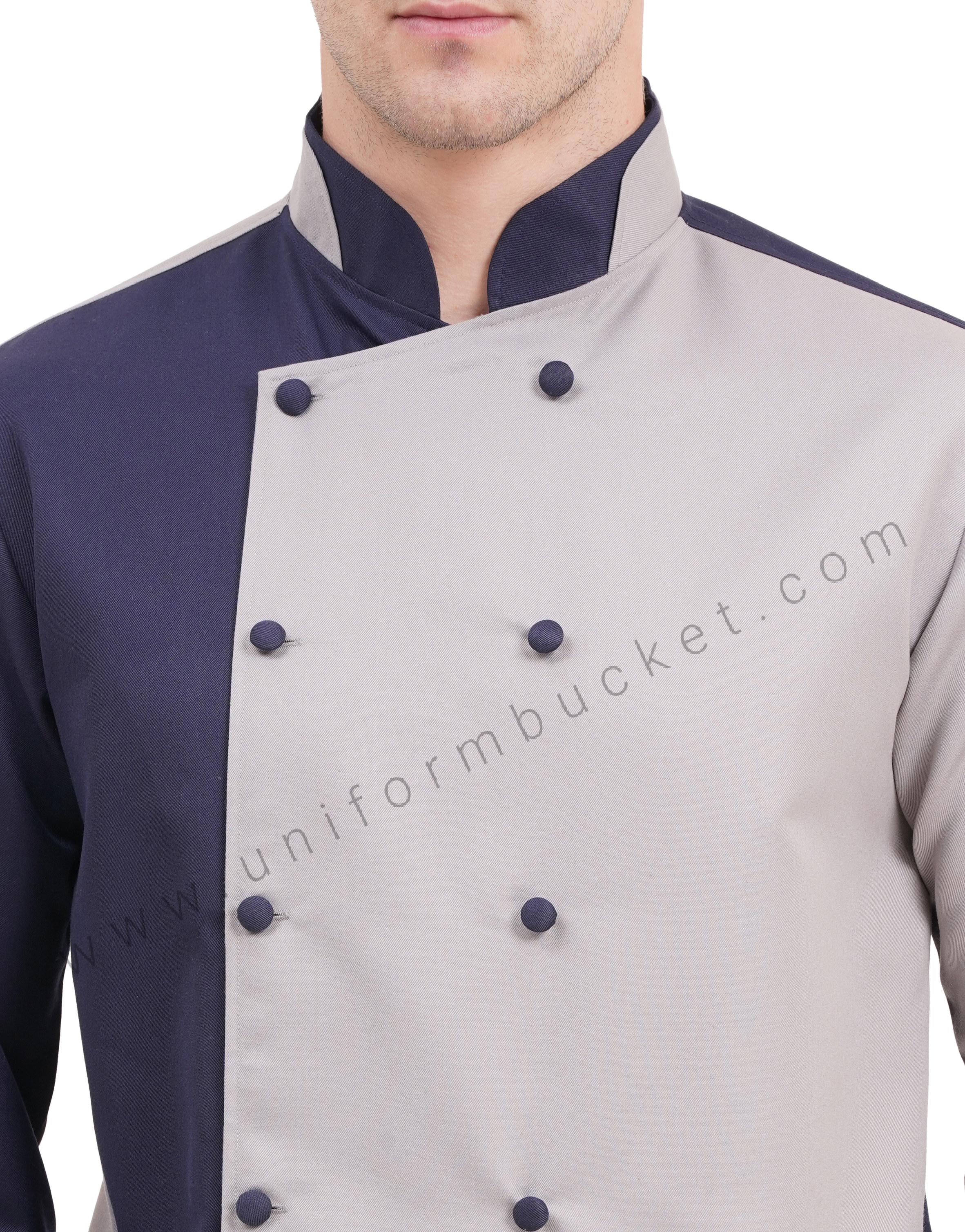 stylish male chef coat with 3/4 sleeve & two color  collar