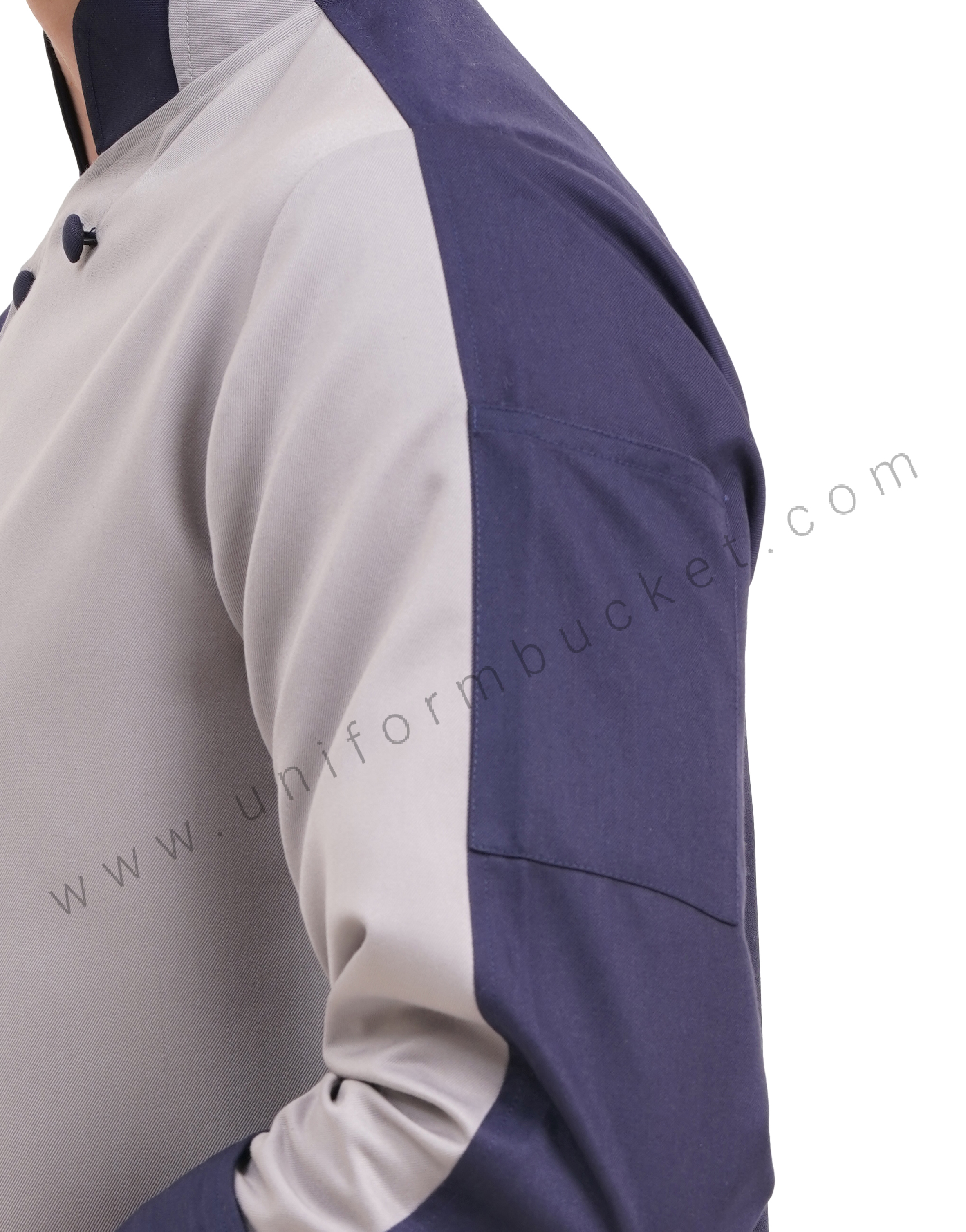 stylish male chef coat with 3/4 sleeve & two color  collar