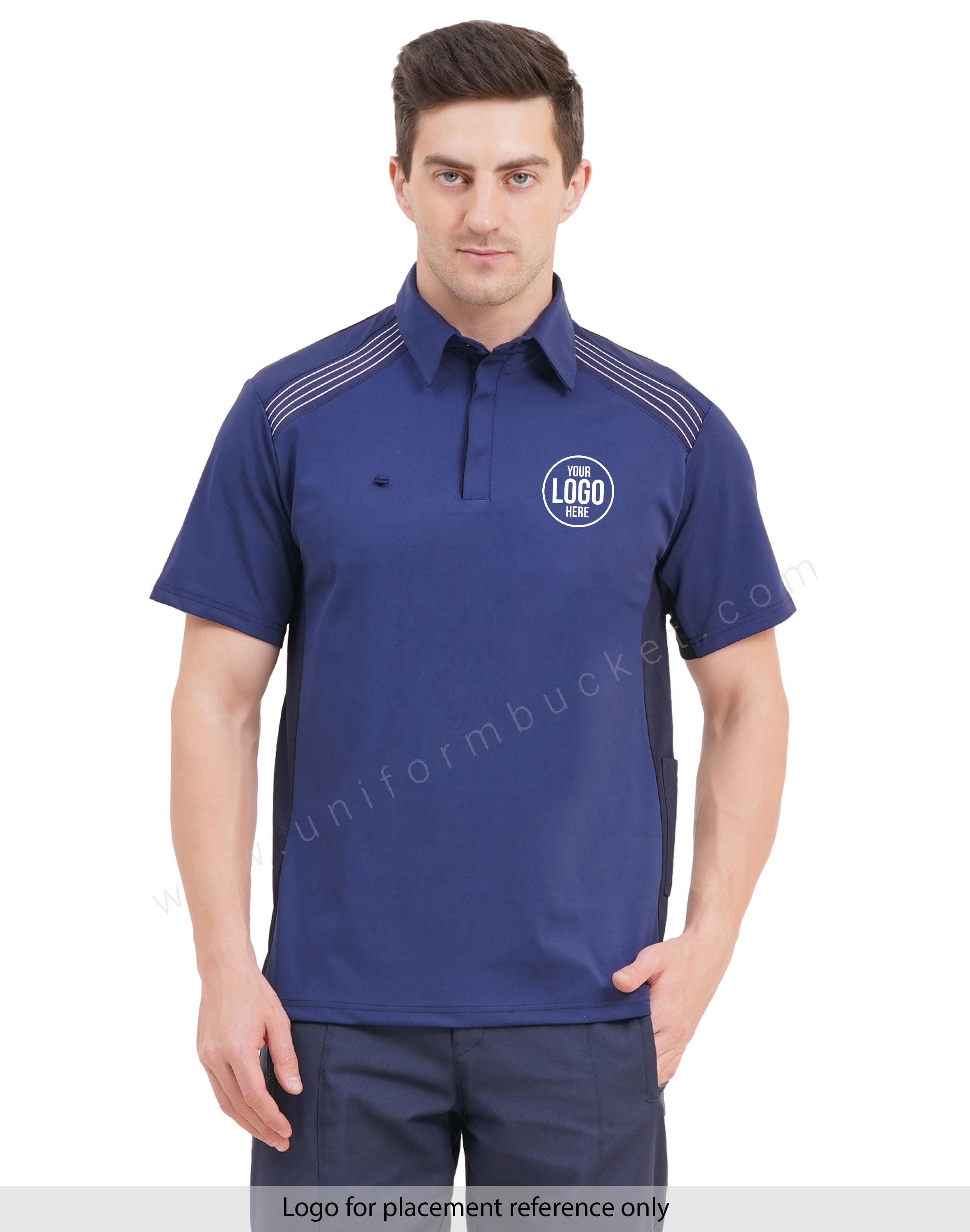 stylish navy blue half sleeve  t-shirt with one side  pen holder pocket