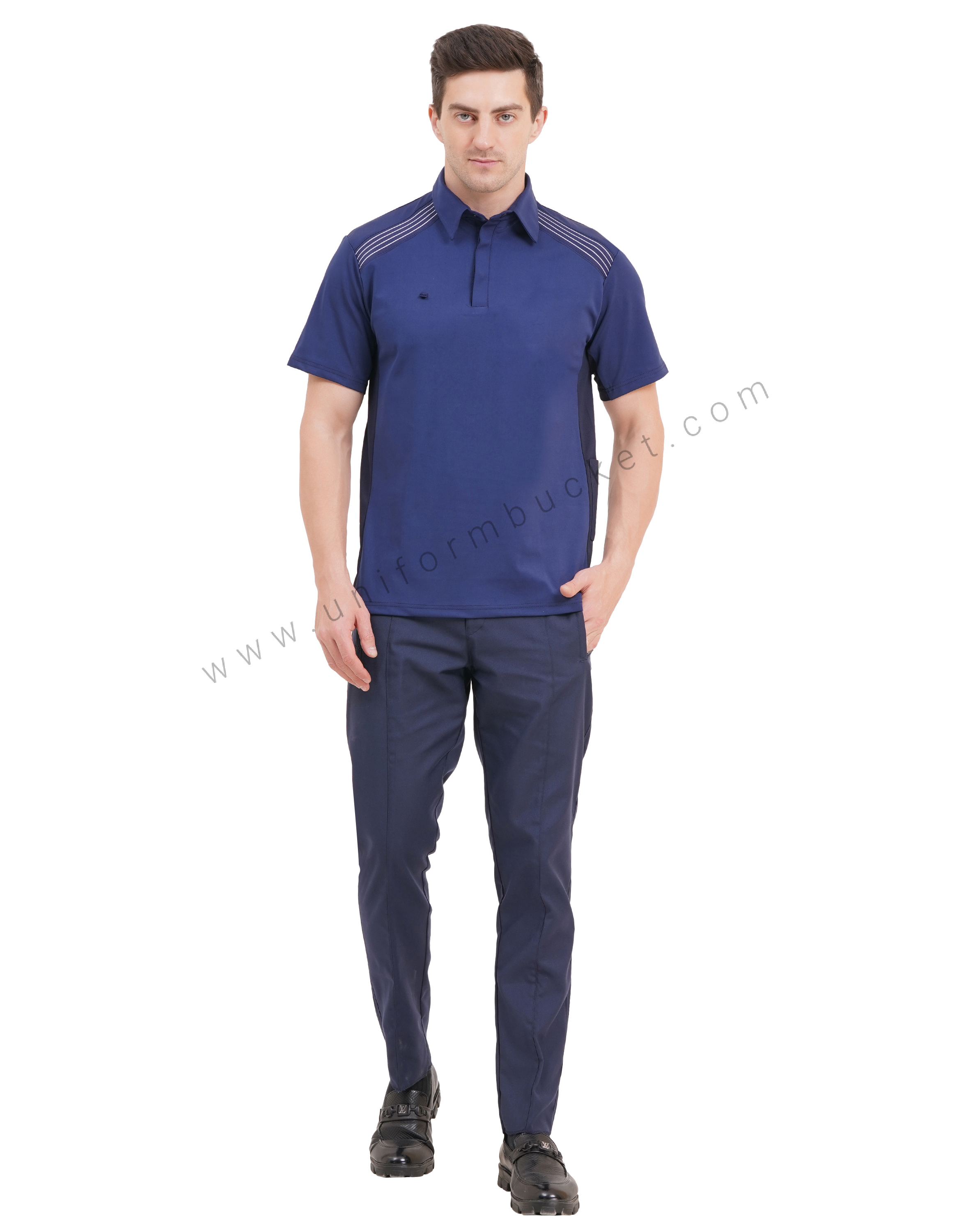 stylish navy blue half sleeve  t-shirt with one side  pen holder pocket