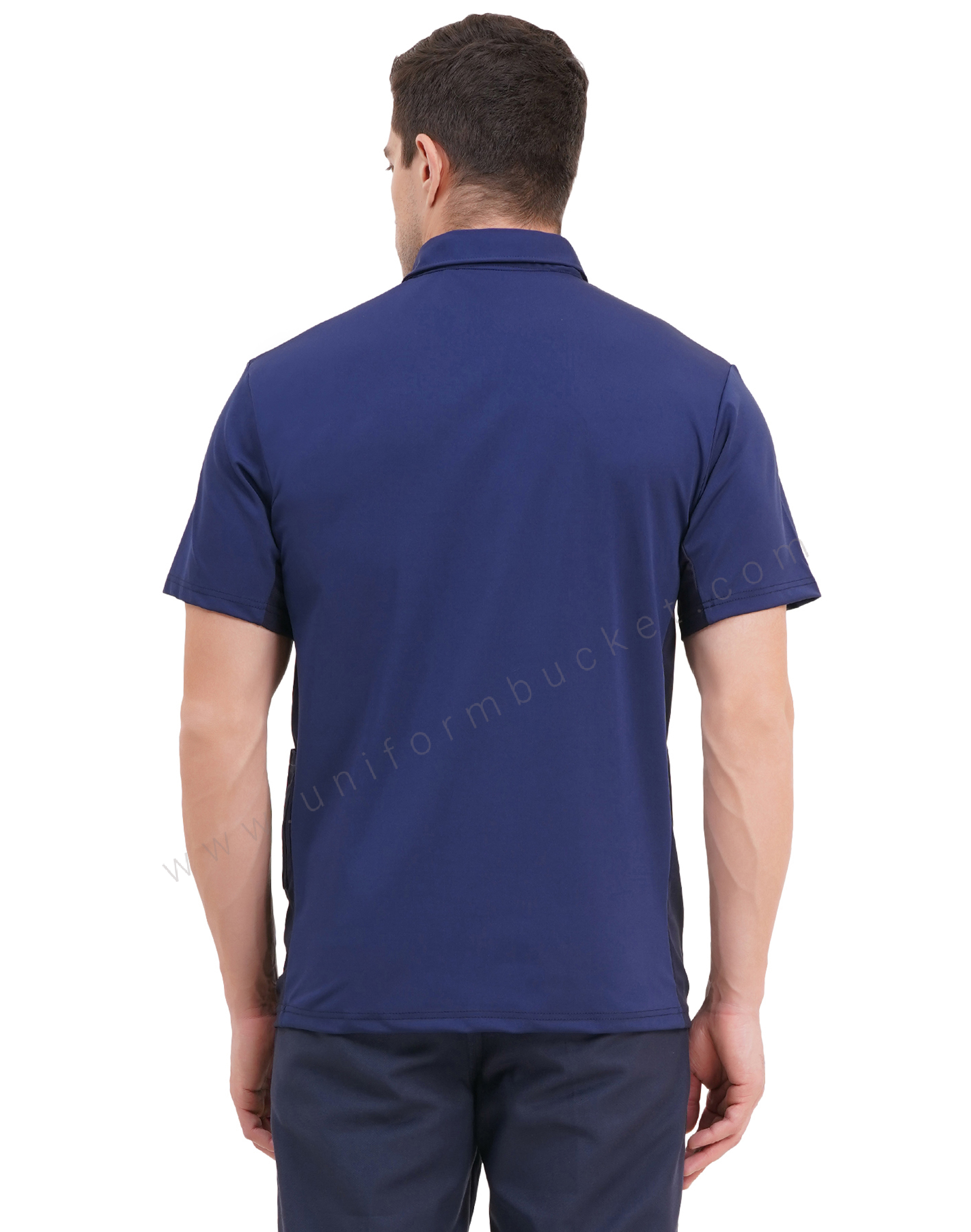 stylish navy blue half sleeve  t-shirt with one side  pen holder pocket