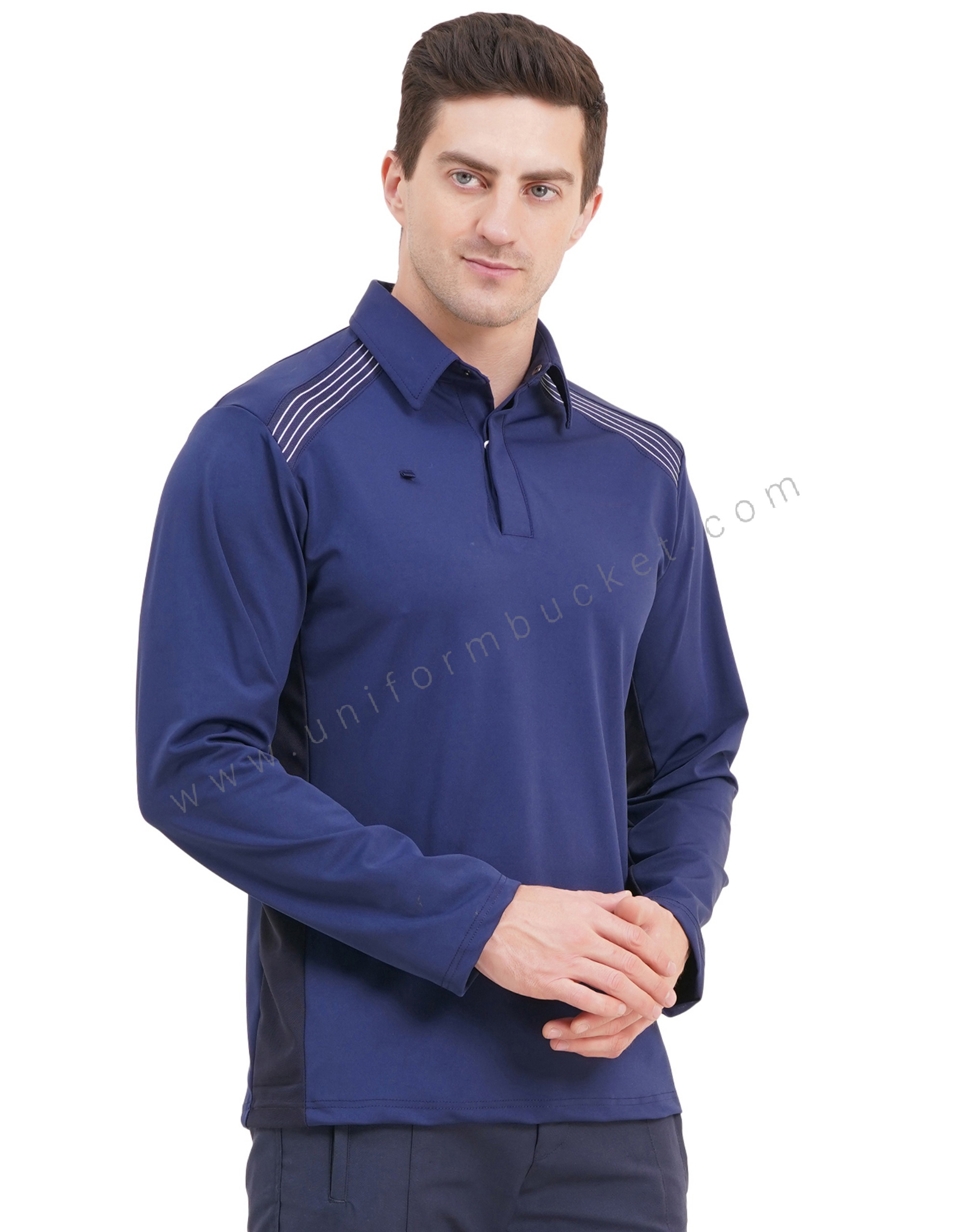 stylish navy blue full sleeve  t-shirt with one side  pen holder pocket