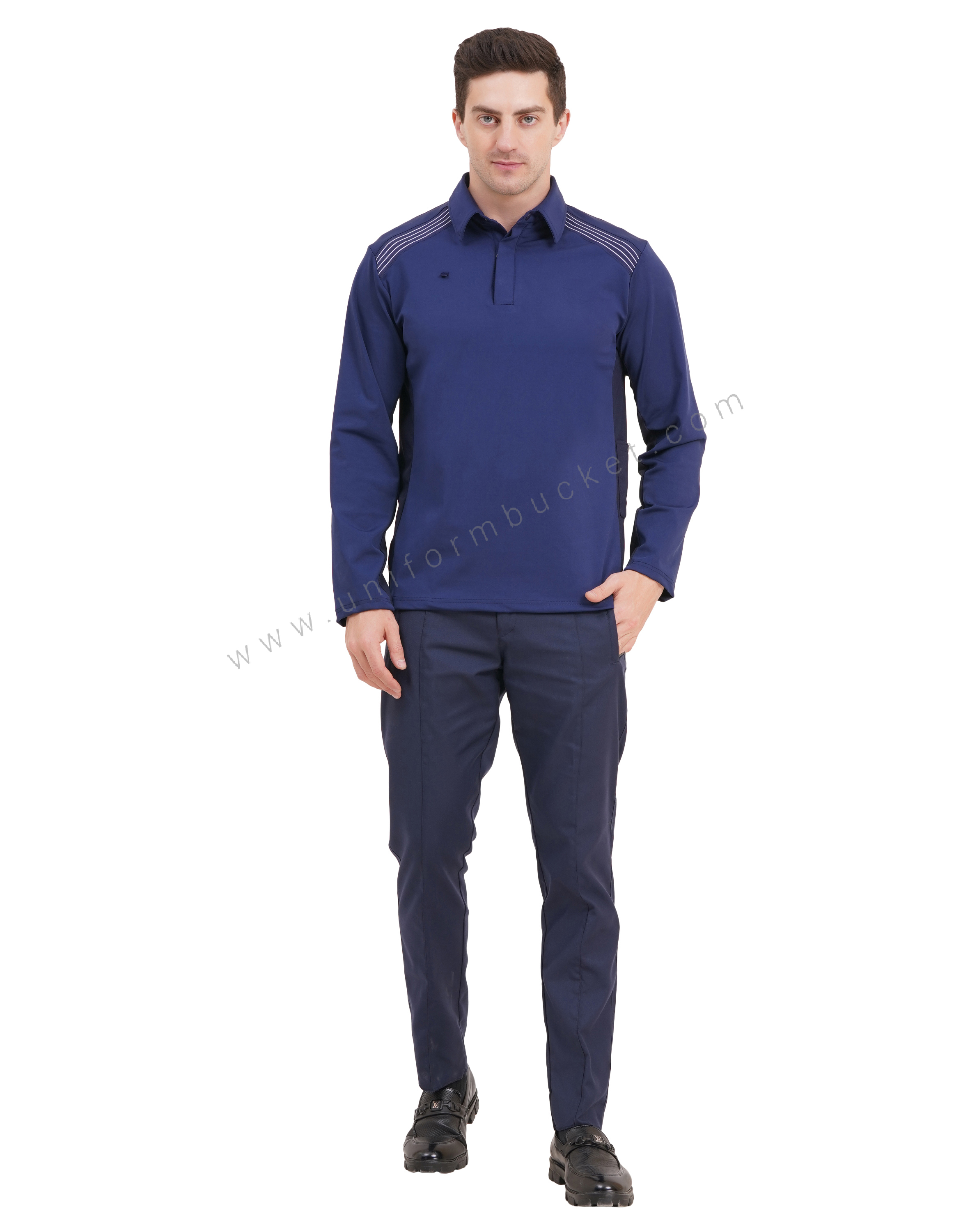 stylish navy blue full sleeve  t-shirt with one side  pen holder pocket