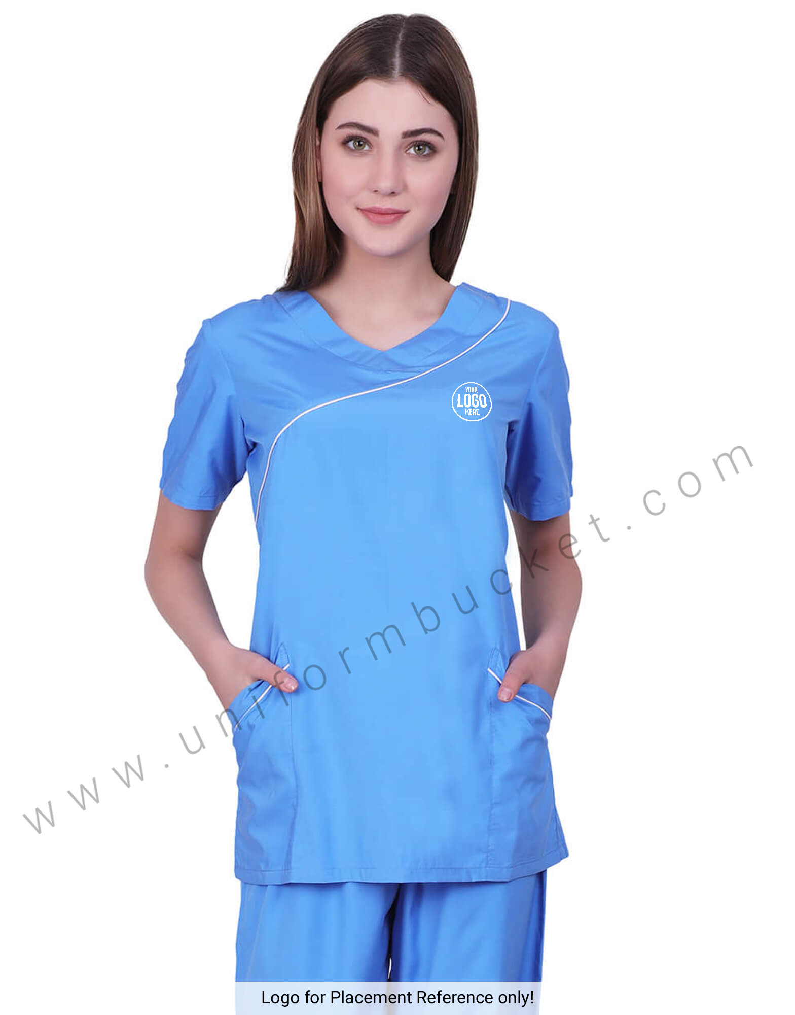Womens T-Shirt Working Uniform Fashion Short Sleeve V-Neck Nurse Workwear Shirt Blouse Tops with Pocket 