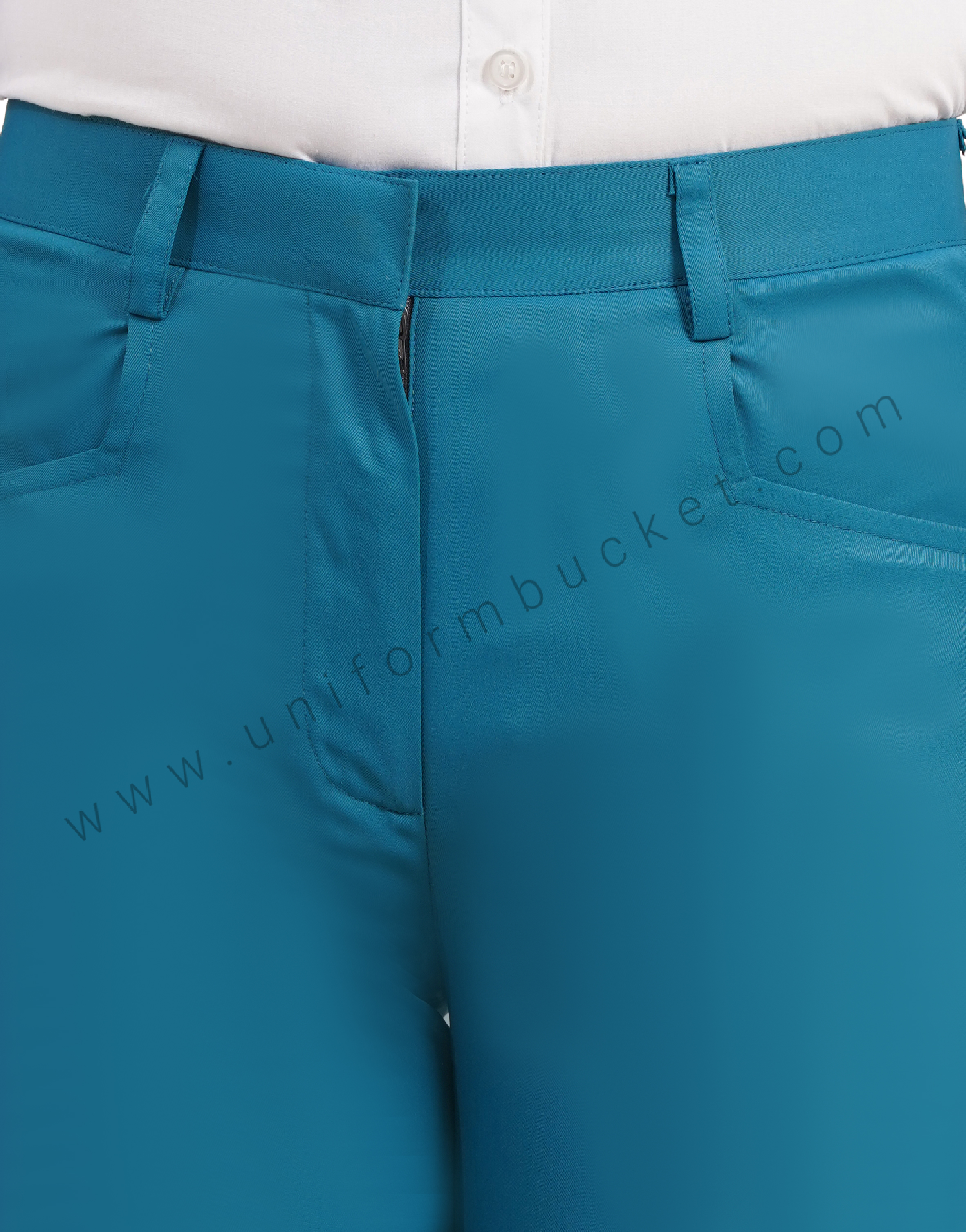 Teal Blue Bell Bottom trouser with closed pant pocket