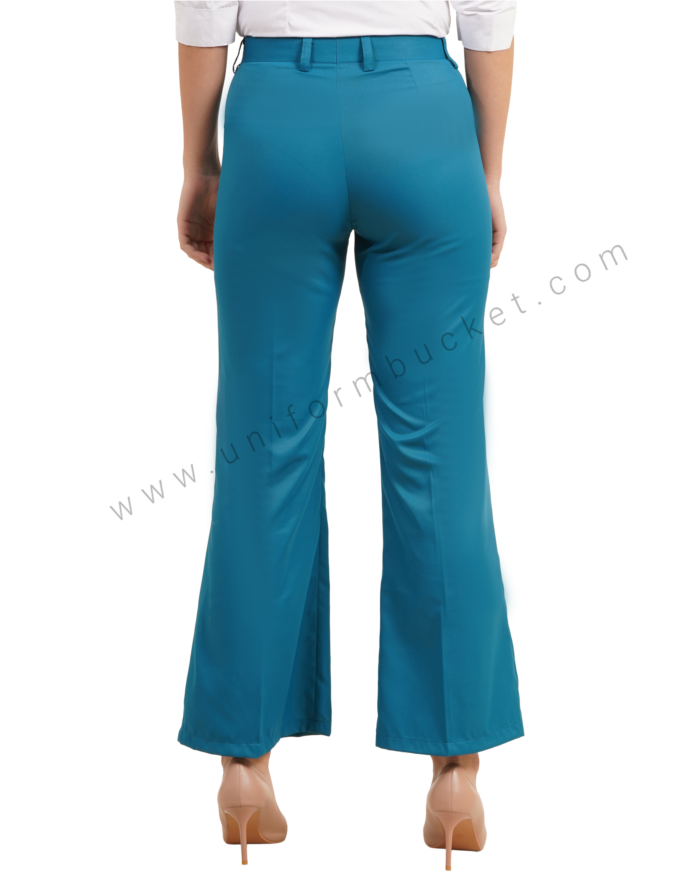 Teal Blue Bell Bottom trouser with closed pant pocket