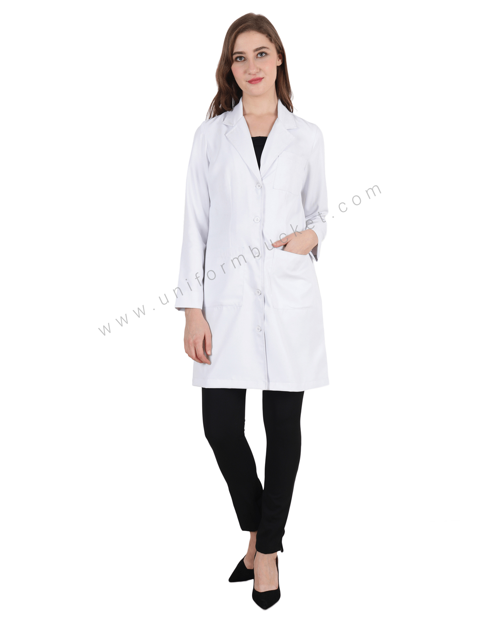 Full Sleeve Back Adjuster Lab Coat For Female