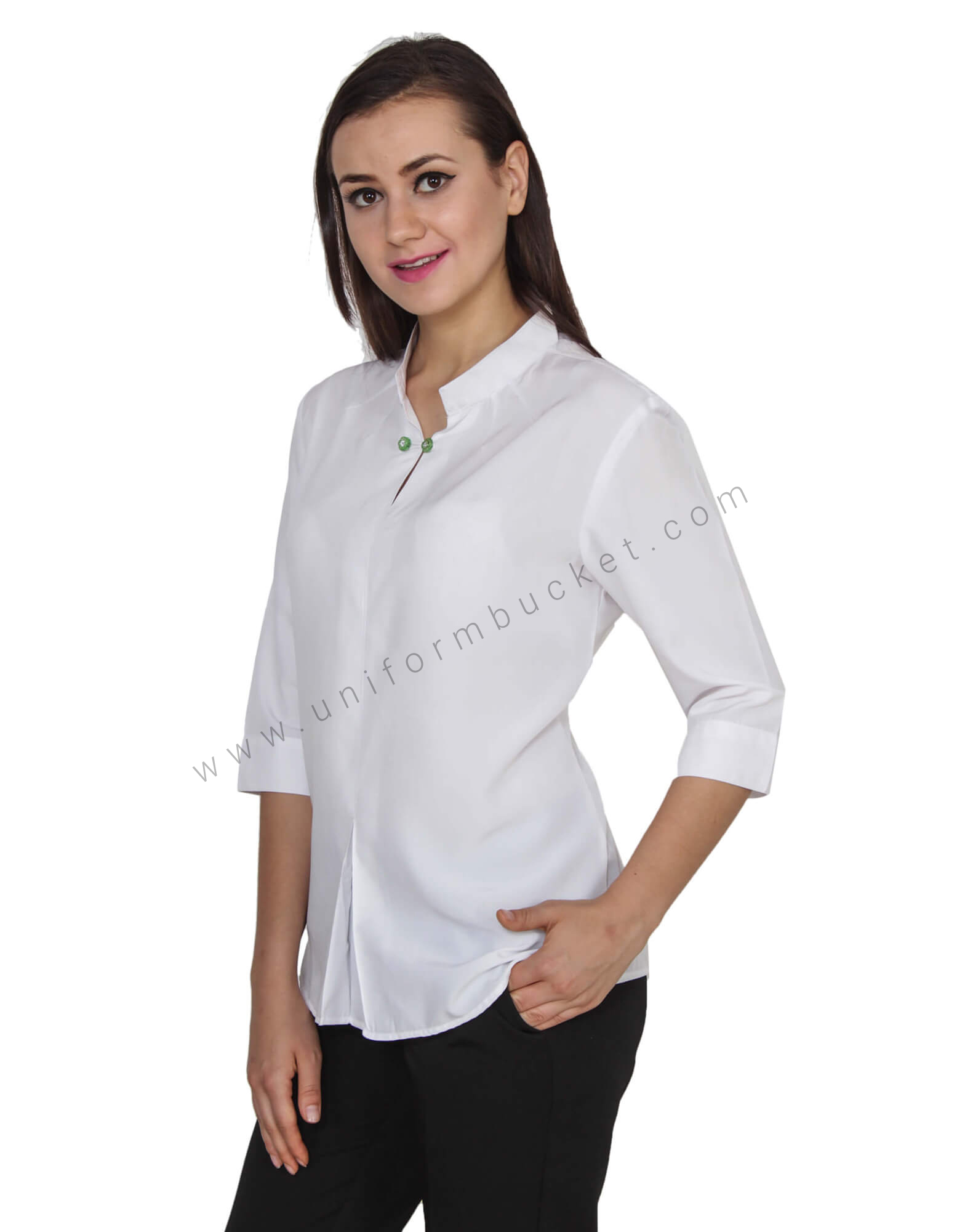 Buy Chinese Collar White Top With Designer Slit for Women Online @ Best ...