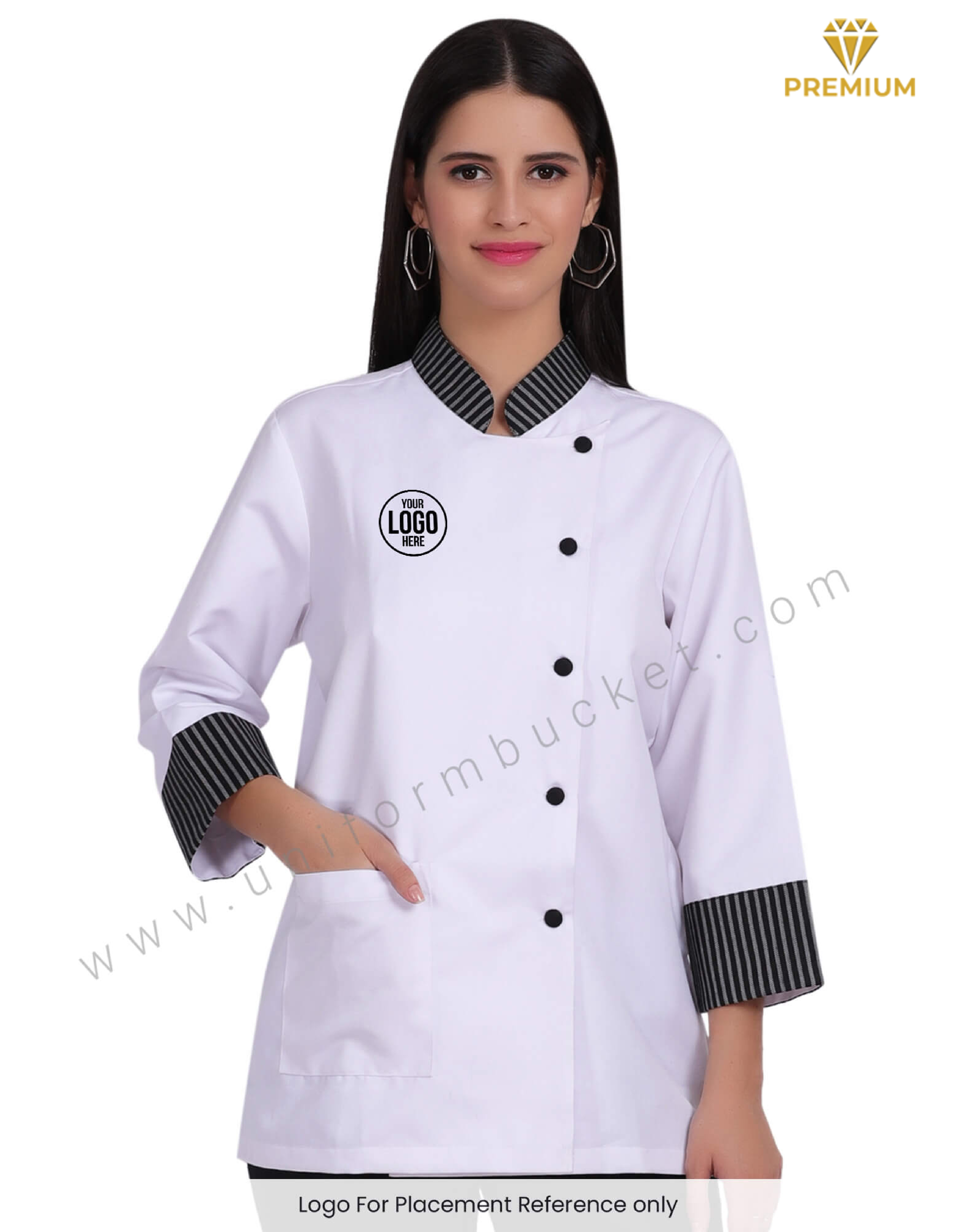 White Chef Coat With 3/4th Sleeve