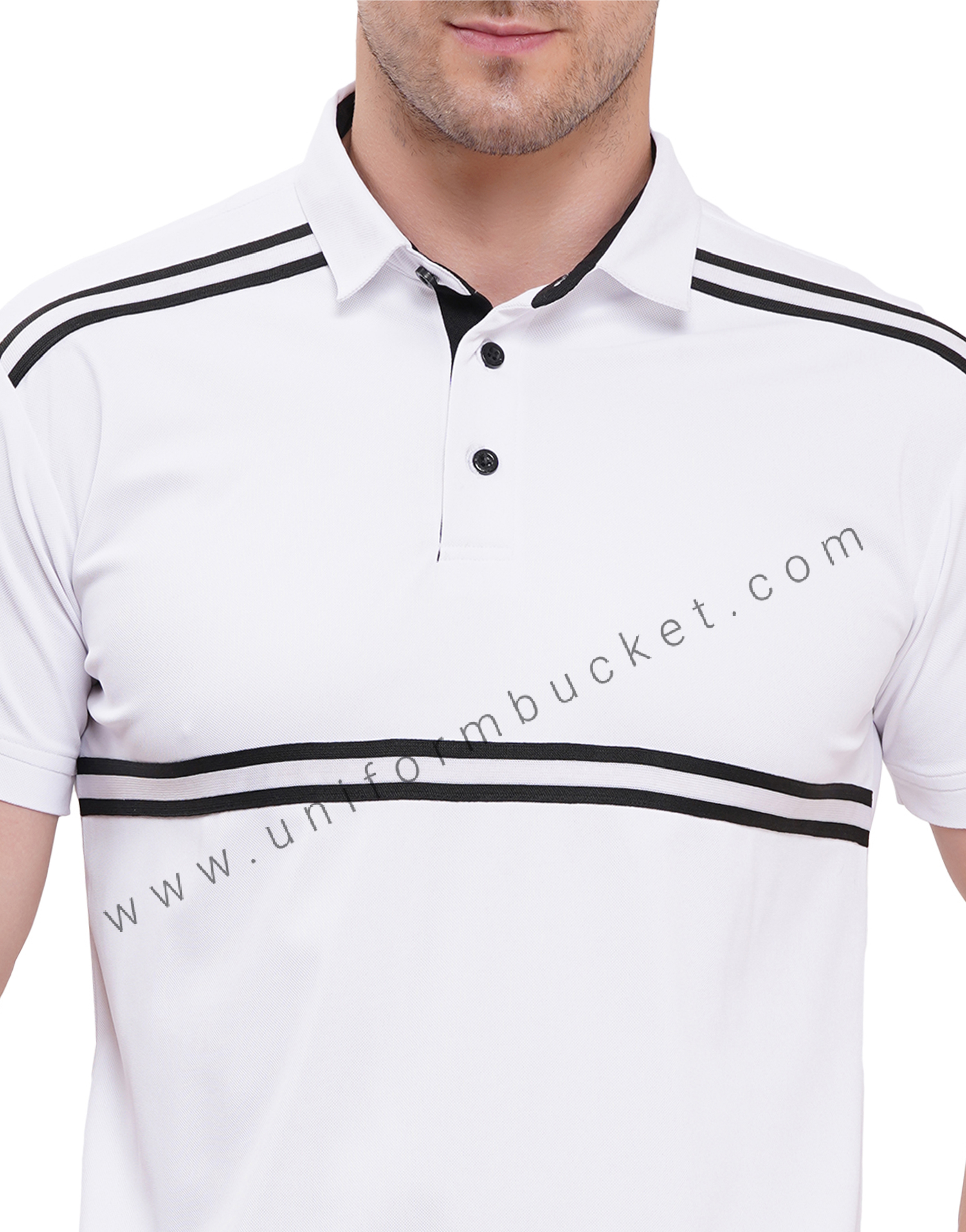 white  Designer  T-shirt for male with half sleeve & black trim