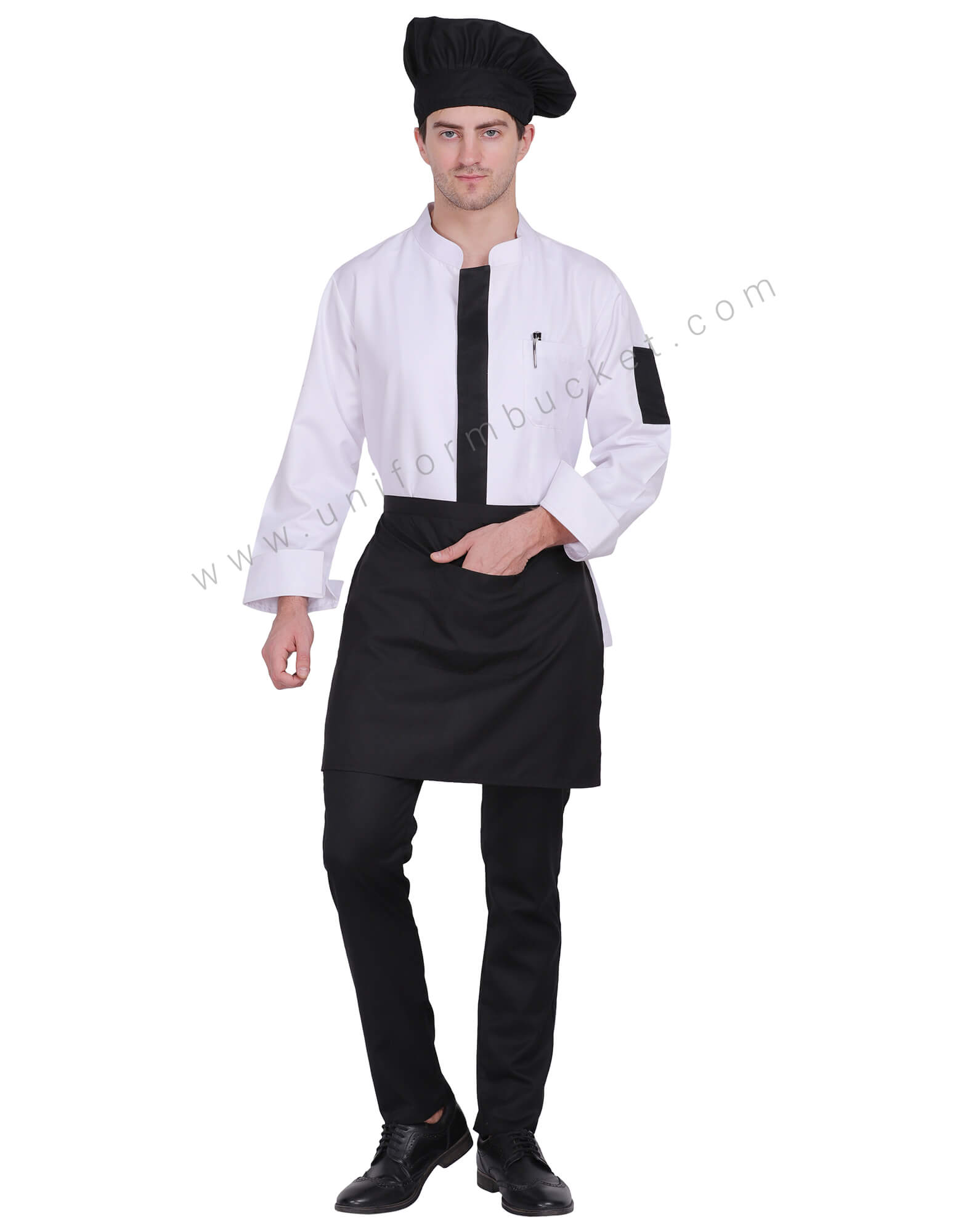 White Executive chef coat with black placket