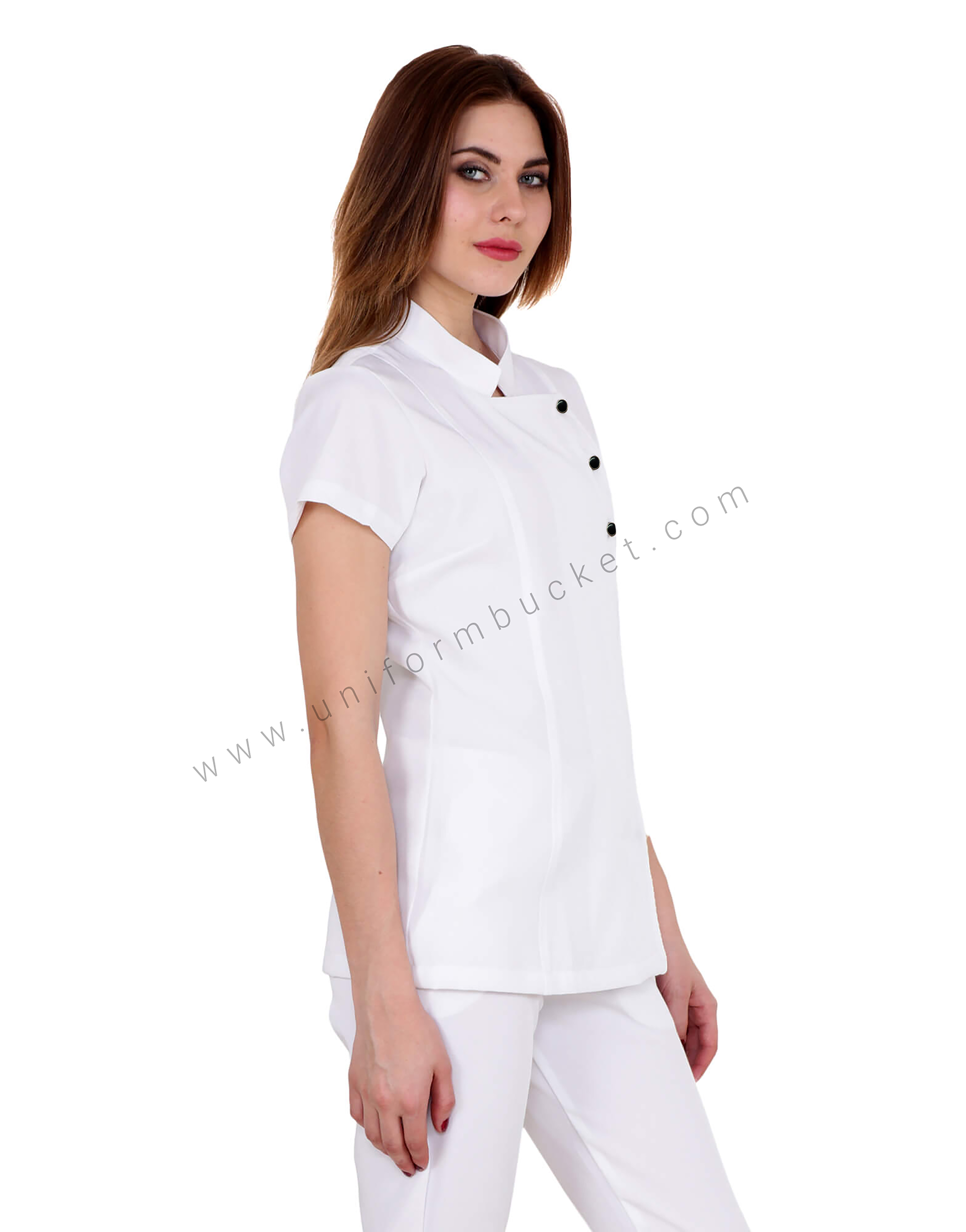 White Tunic With Side Button Opening