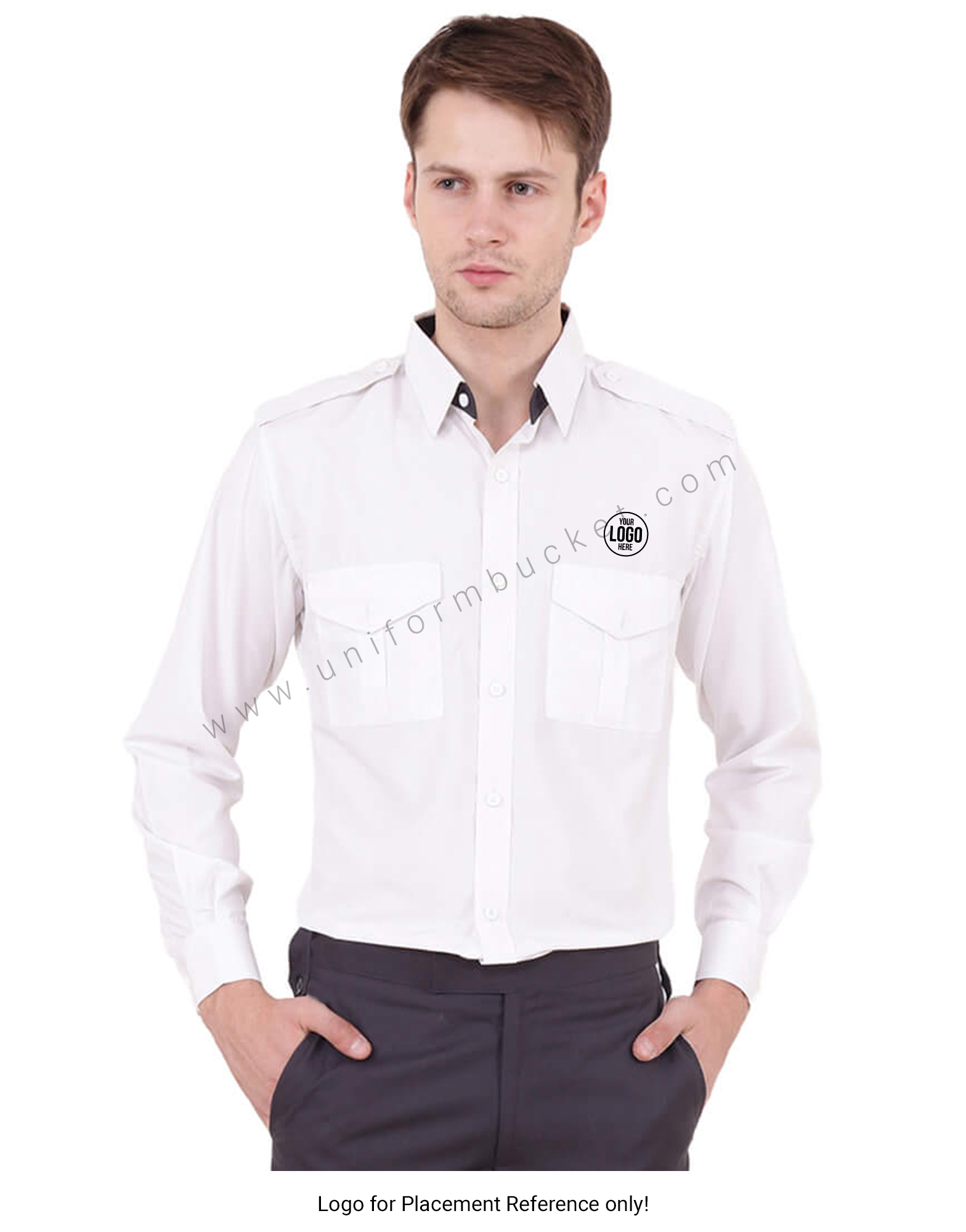 White & Grey Security Guard Shirt For Men