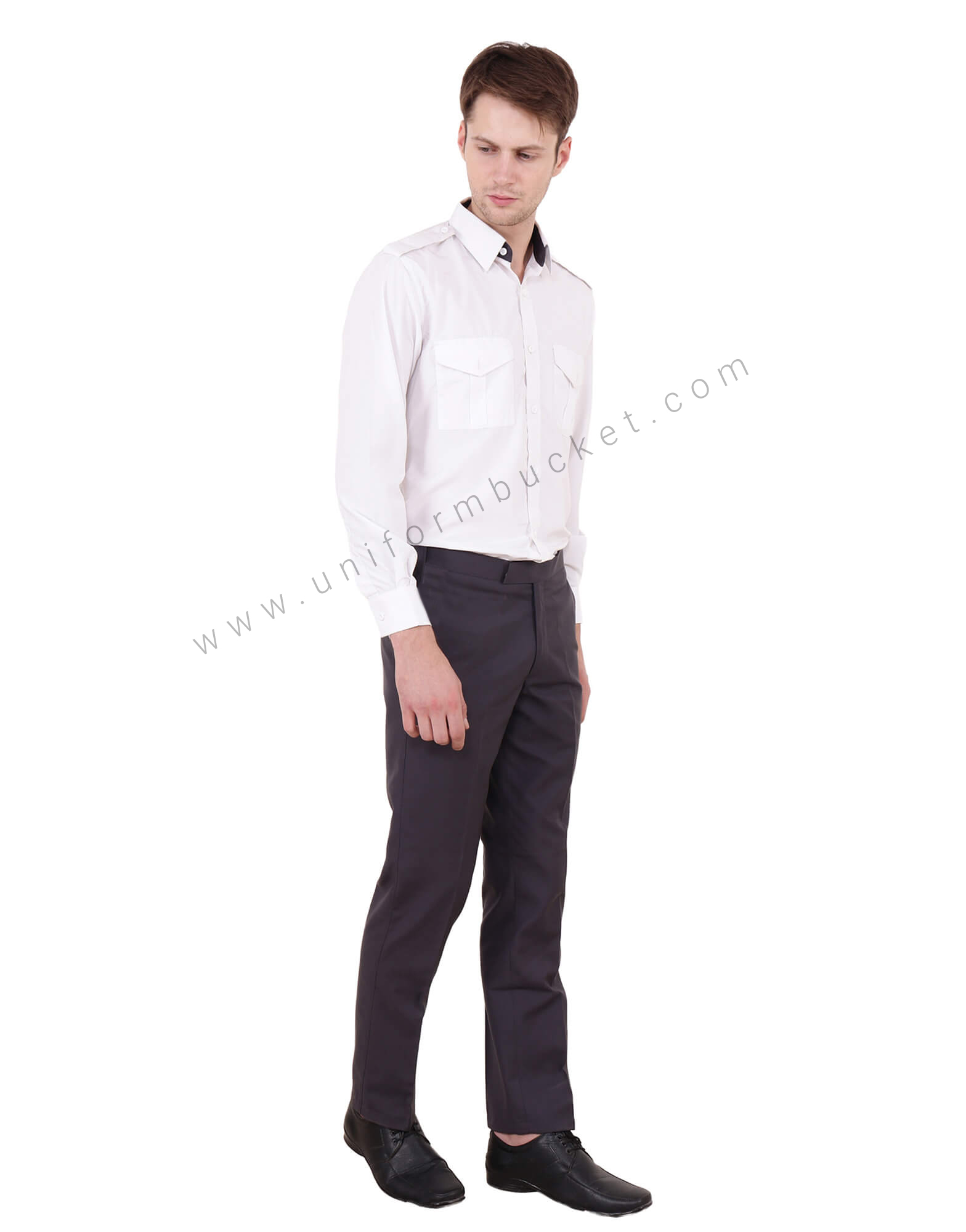 White & Grey Security Guard Shirt For Men
