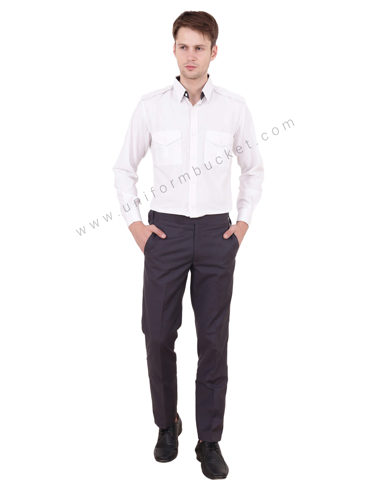 White & Grey Security Guard Shirt For Men