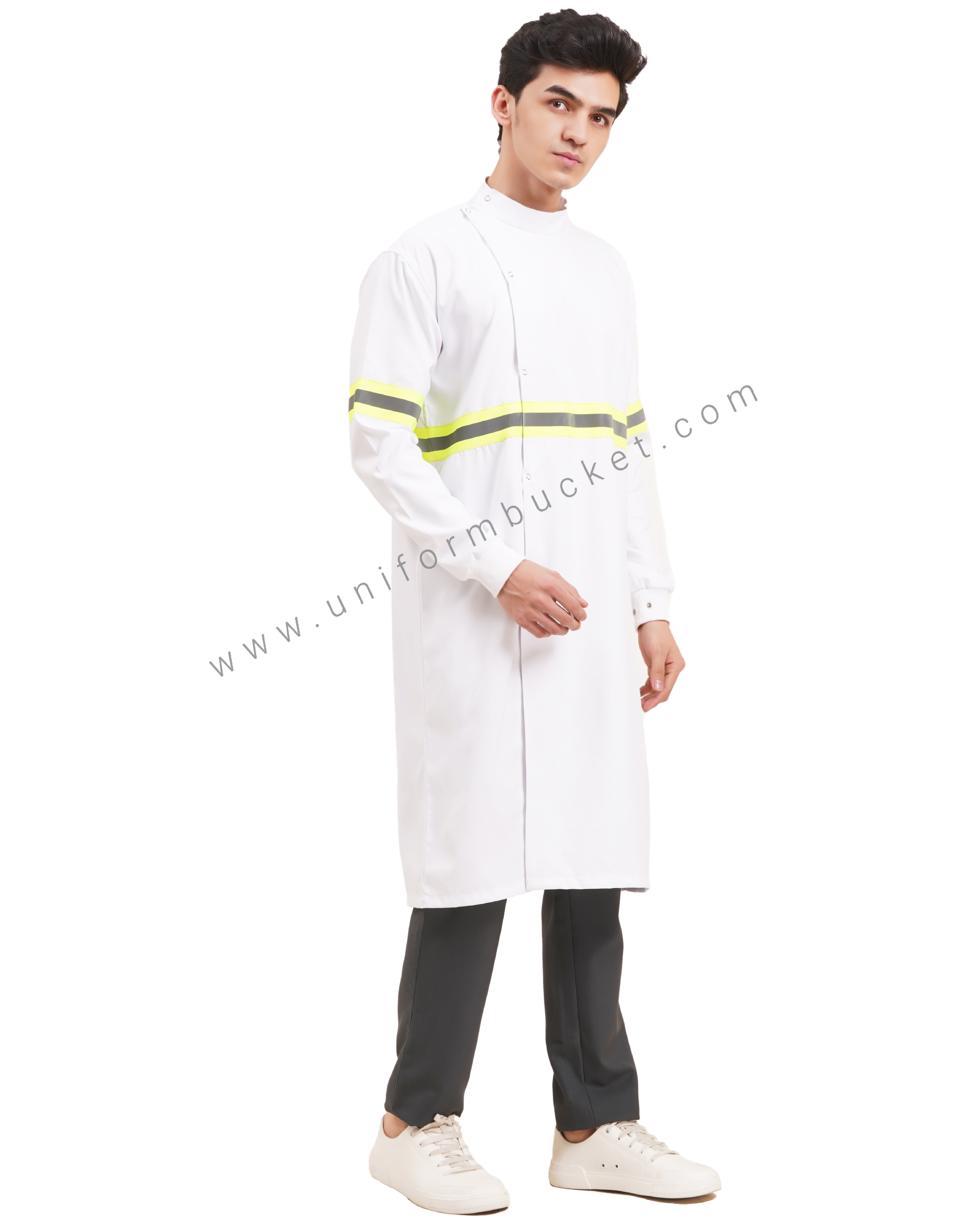 white long unisex lab coat in full sleeve with consai