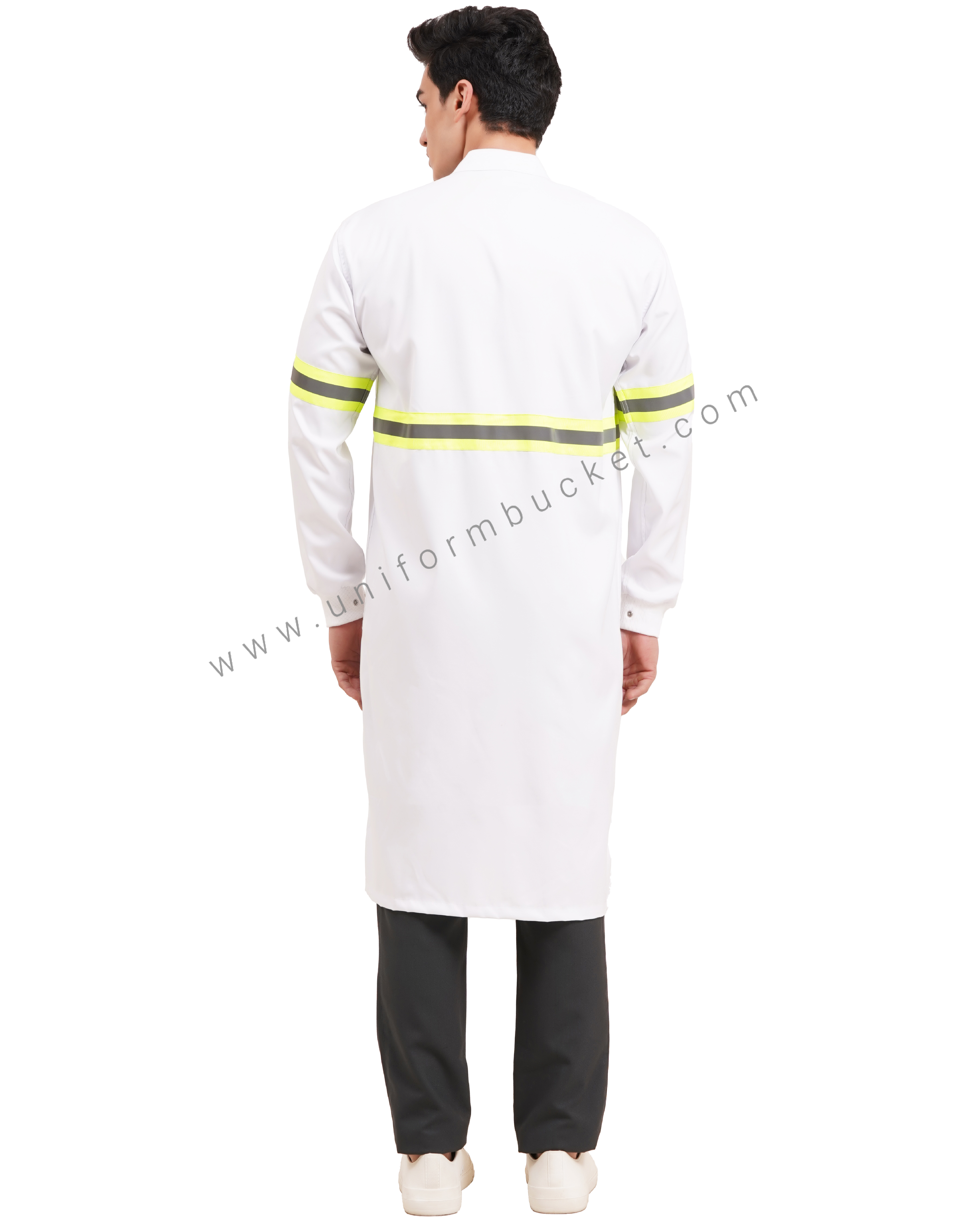 white long unisex lab coat in full sleeve with consai