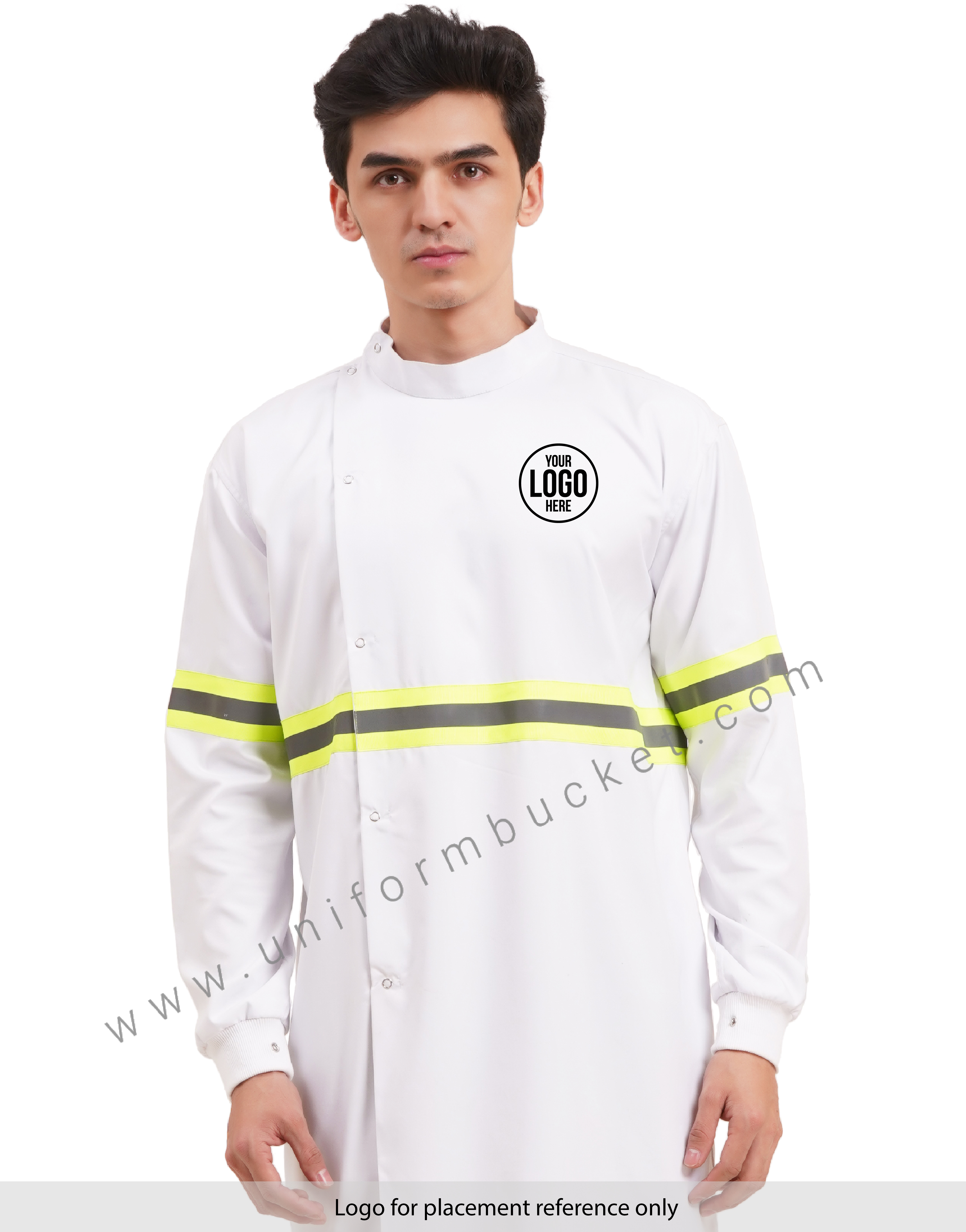 white long unisex lab coat in full sleeve with consai
