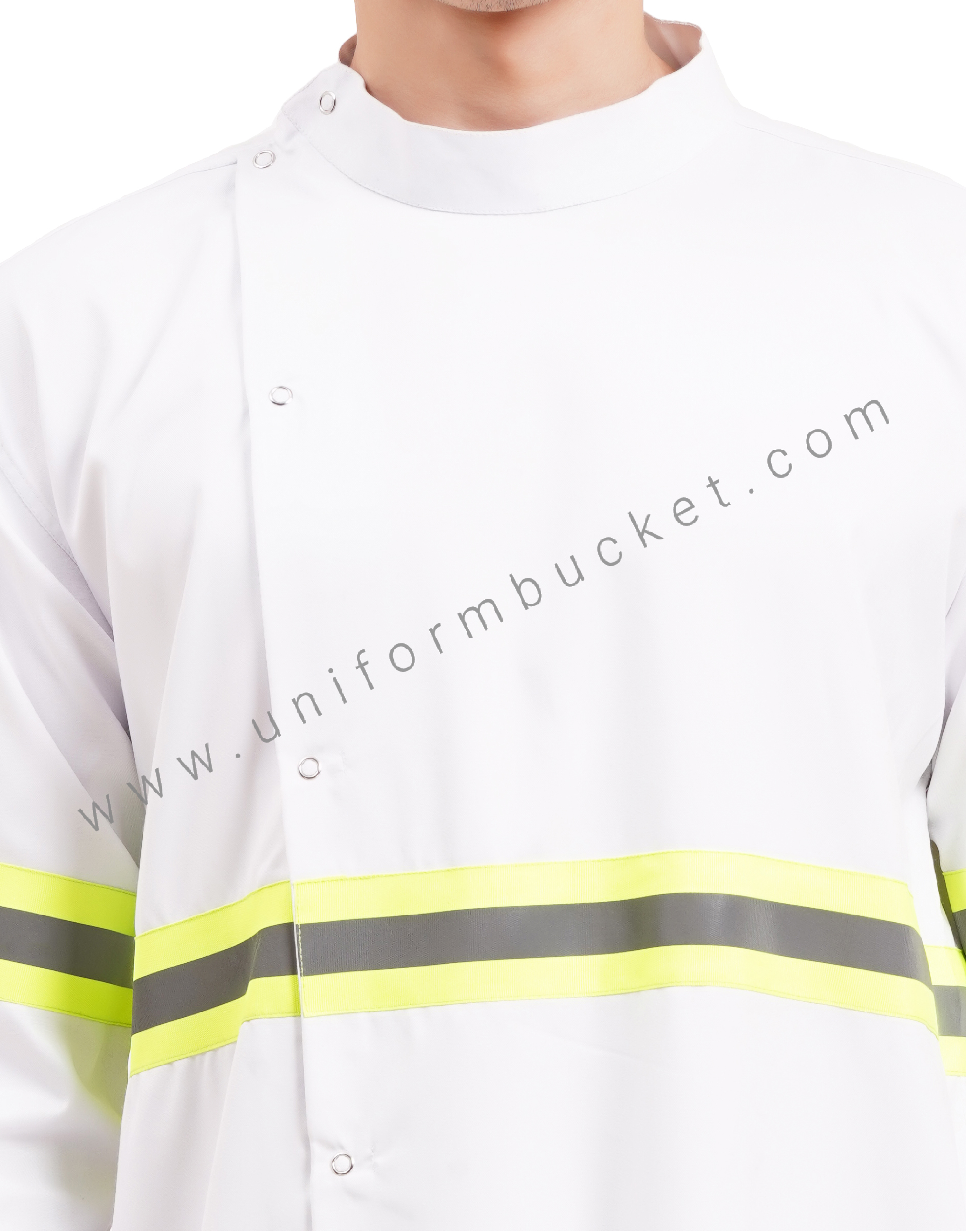 white long unisex lab coat in full sleeve with consai