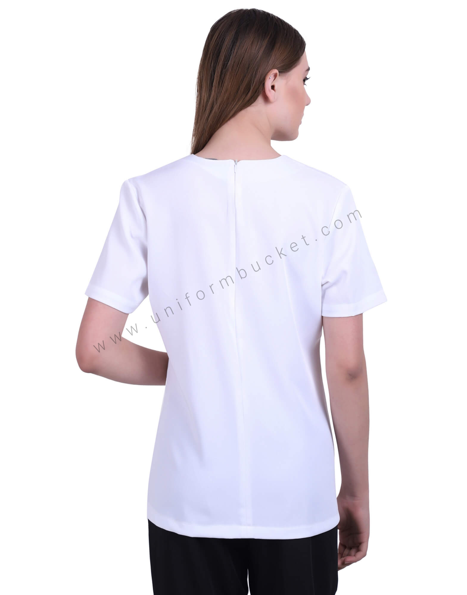 White Stylish Crossover Neck Tunic