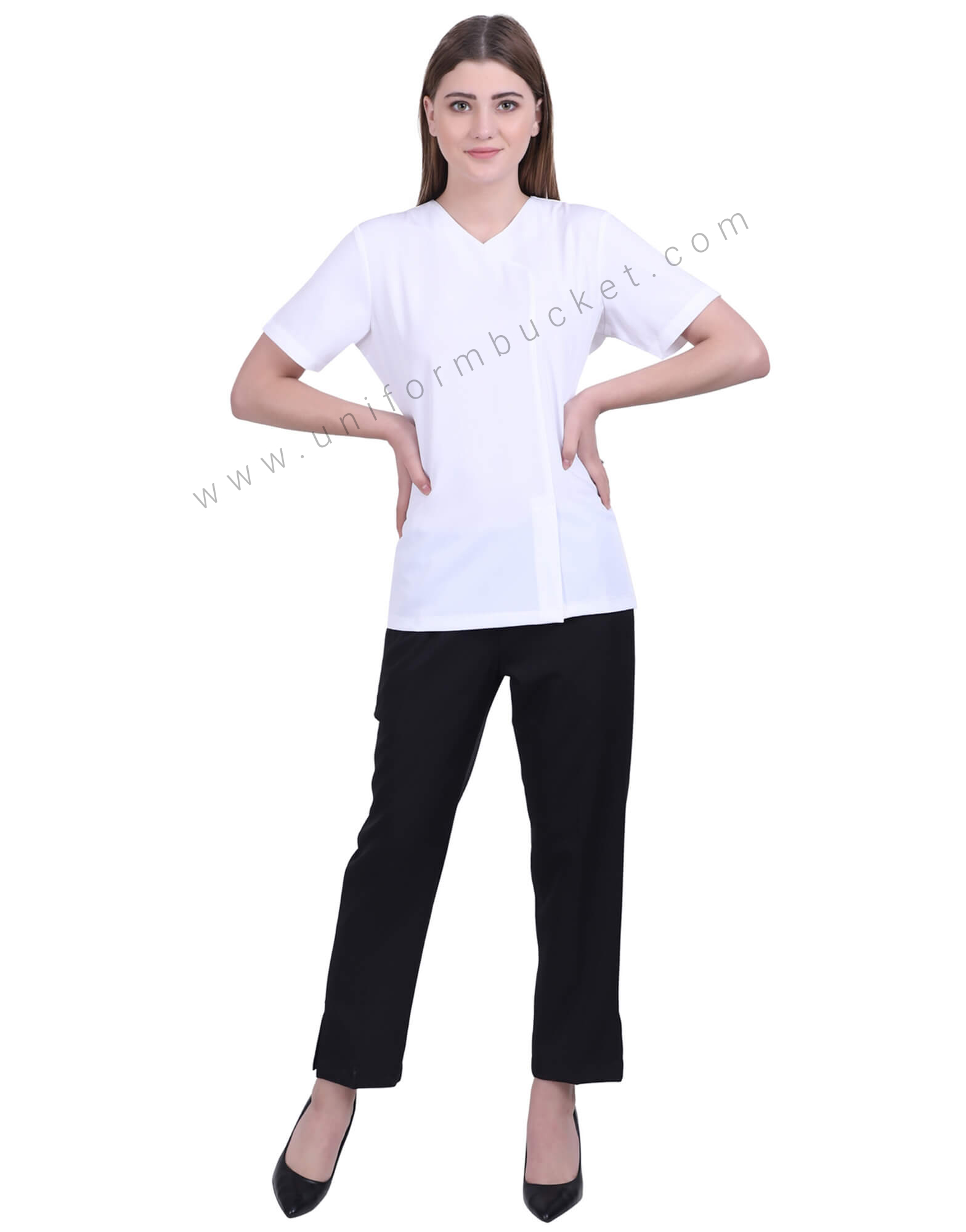 White Stylish Crossover Neck Tunic