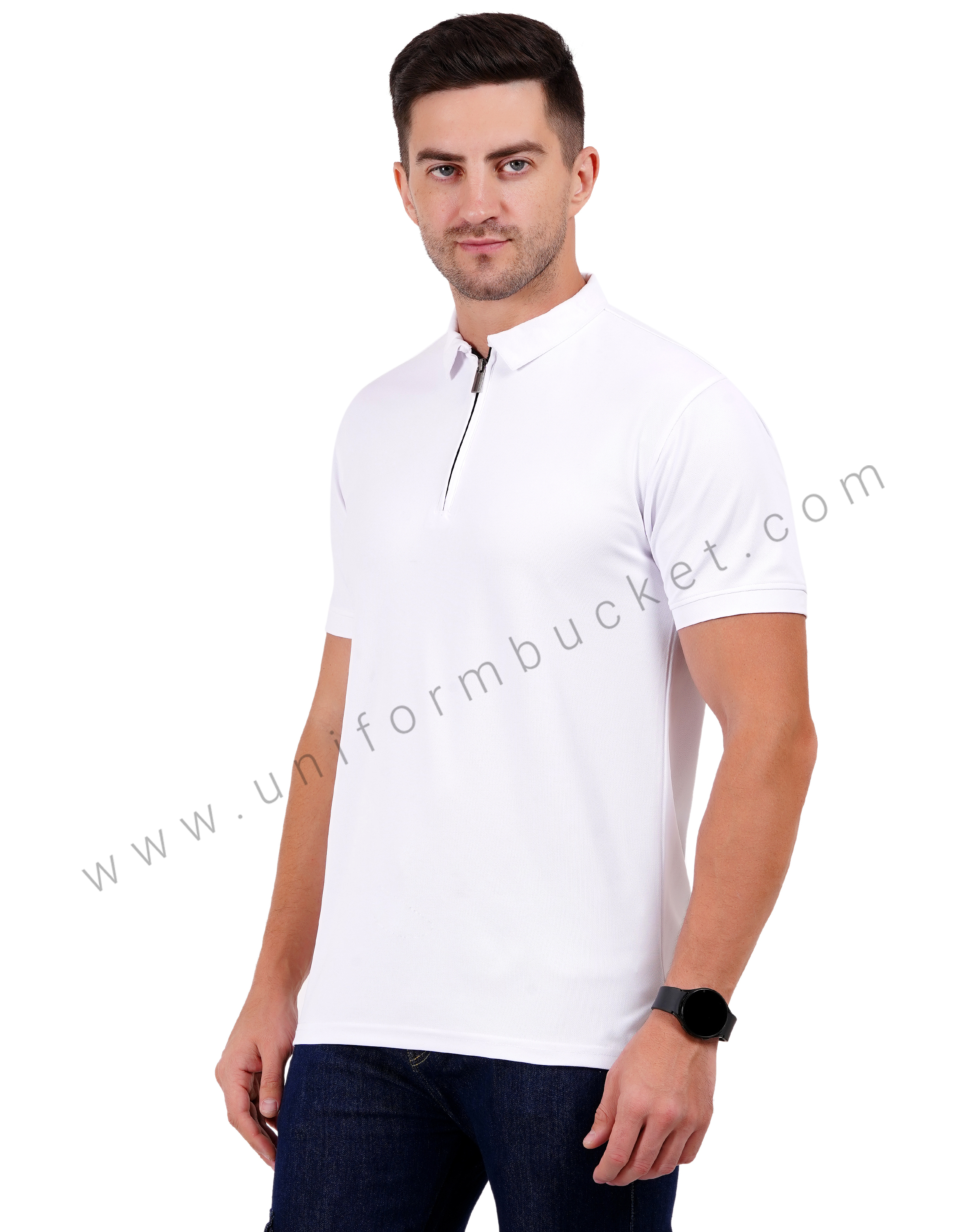 White zipper polo T-shirt