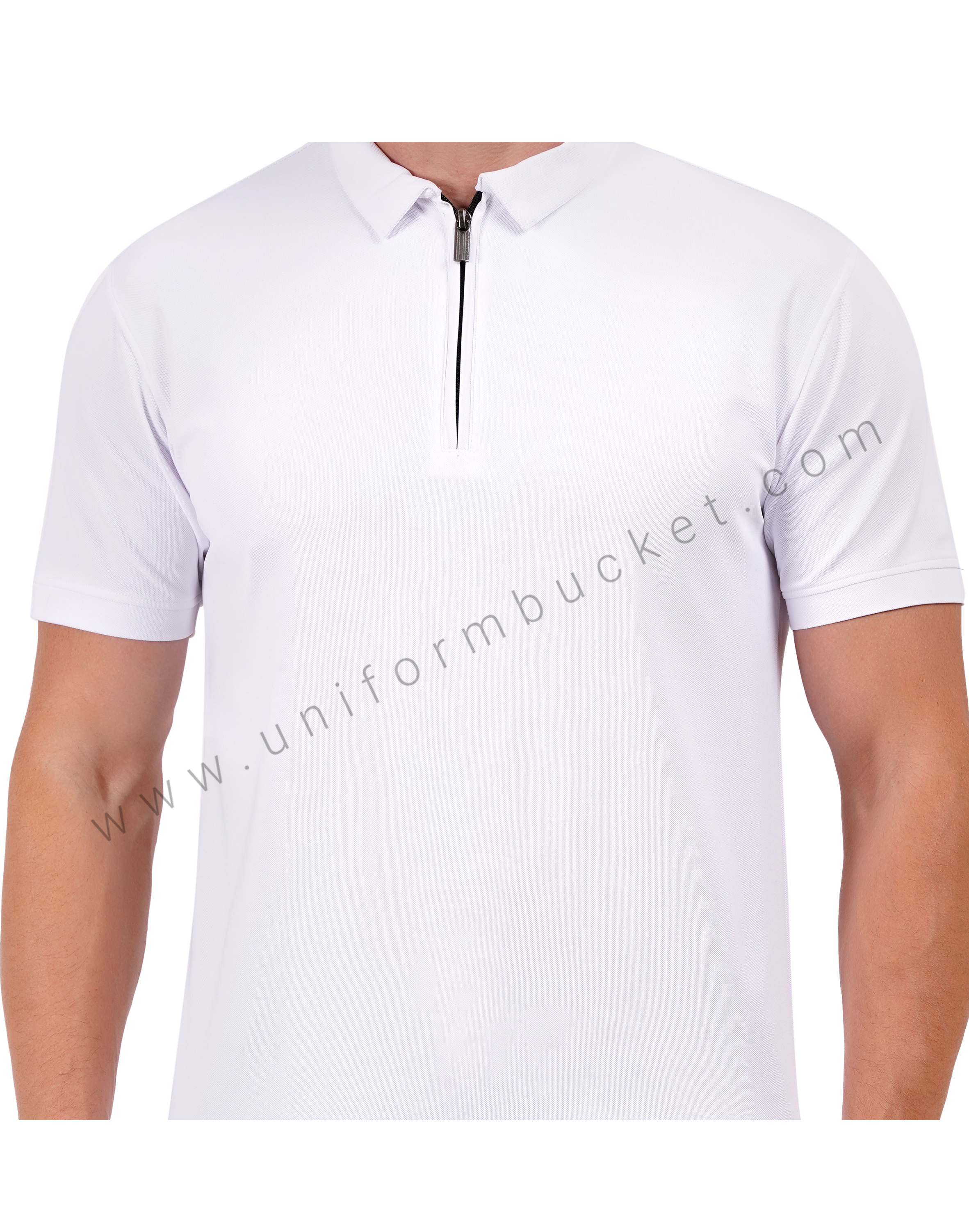 White zipper polo T-shirt