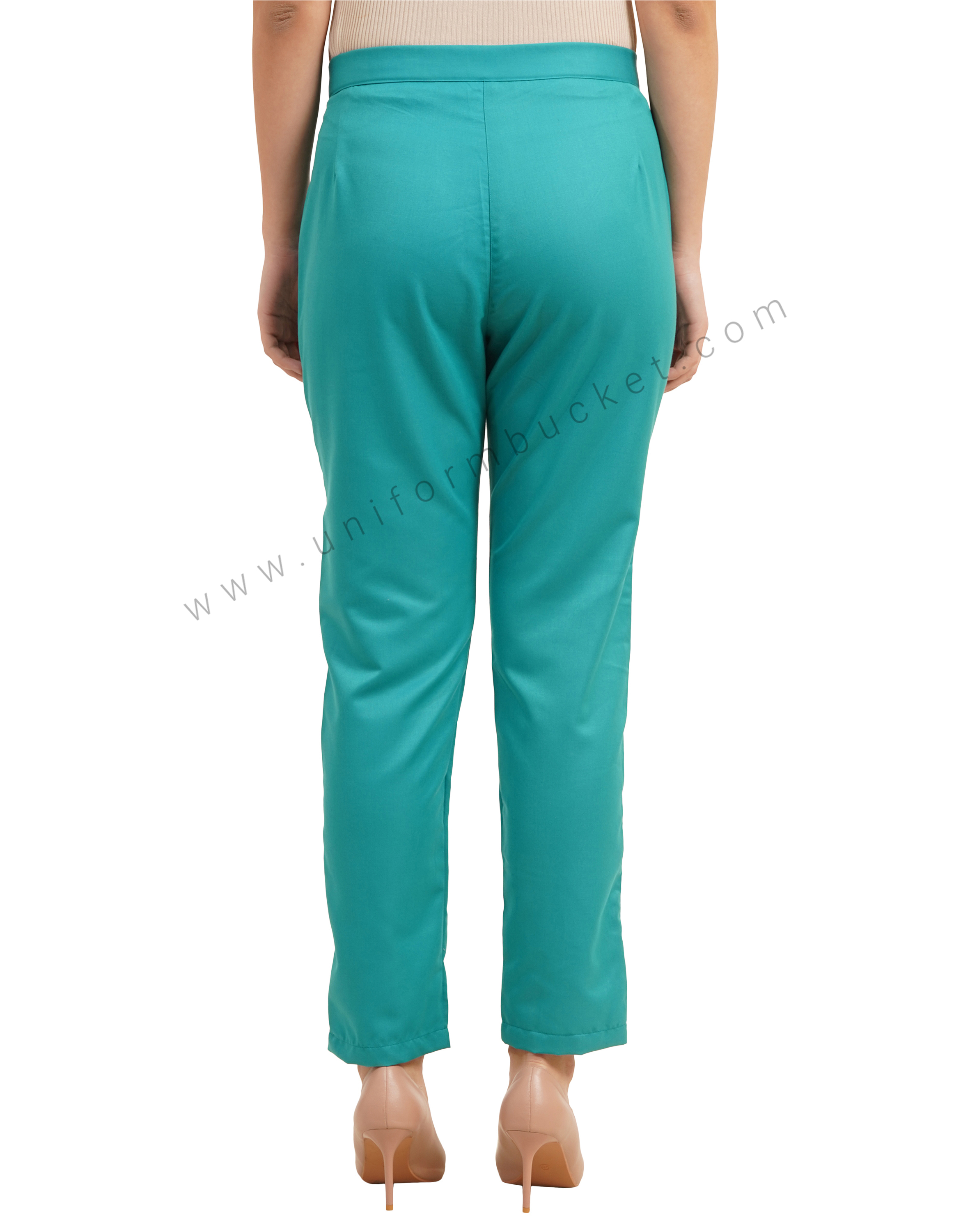 Women's Teal Tailored Work Trouser with front zip pocket