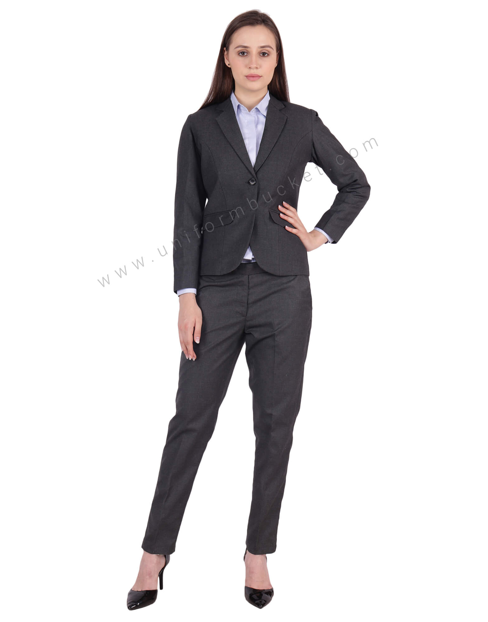 Worsted Grey Blazer With Flap Pockets