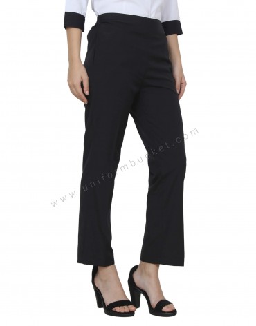 Buy Black Polyester Elastic Trouser For Women Online @ Best Prices in ...