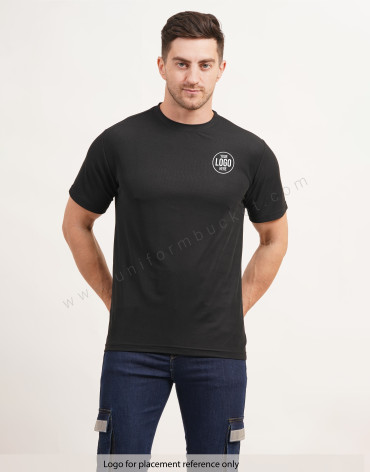 Black Round Neck Plain  T-shirt with Half Sleeve