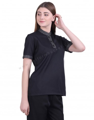 Black Top With T-Shirt Look For Women