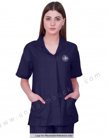 Notched Collar Indigo tunic