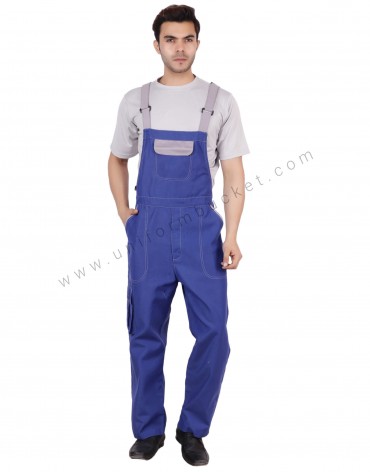 Blue Bib Dungaree With Functional Pockets