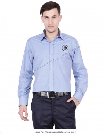 Blue Fil a Fil Uniform Shirt