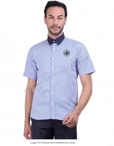 Blue Stripe Half Sleeve Shirt