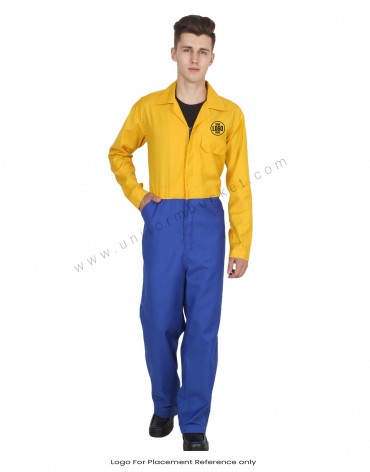 Hidden Zip Blue And Yellow Coverall
