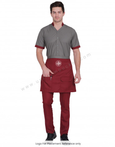 CLASSIC MAROON APRON WITH FLAP POCKET