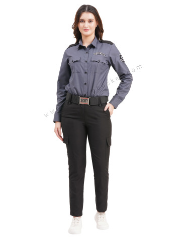 Female Black Security Guard  trouser with three loops & knee patch pocket with flap