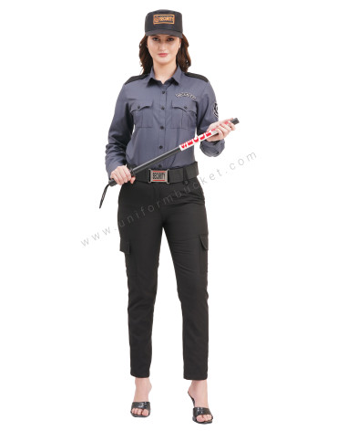 Female Security Guard grey shirt with black shoulder loops