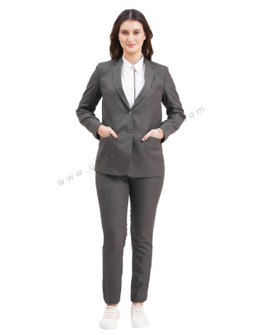 female two button blazer huy worsted grey