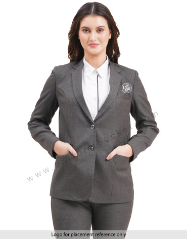female two button blazer huy worsted grey