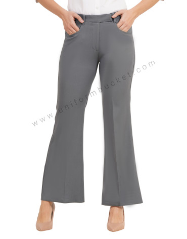 grey bell bottom trouser with closed pant pocket