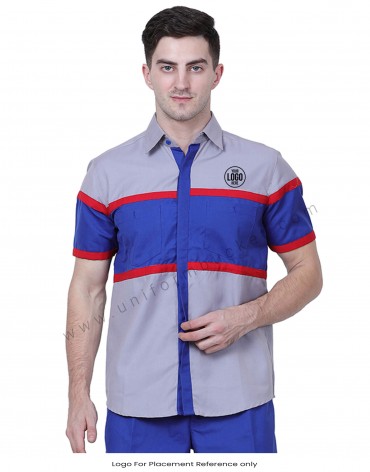 Buy Grey Royal Blue Shirt With Red Trims men Online @ Best Prices in ...