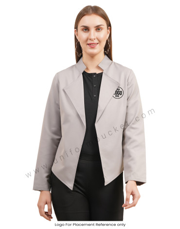 Grey Shawl Collar Workwear  Female Blazer