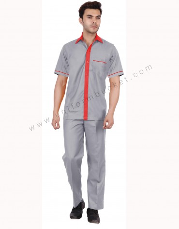 Grey workwear Shirt With Red Trims
