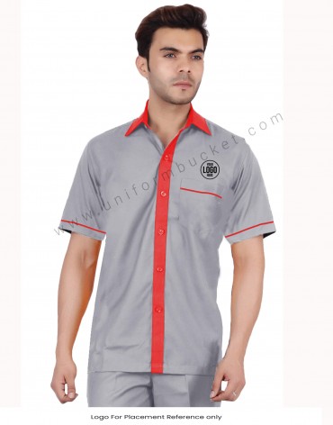 Grey workwear Shirt With Red Trims